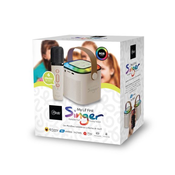 PARLANTE MY LIL FIRST SINGER LUZ RGB 1 MIC INALÁMBRICO WHITE MLAB - Imagen 2