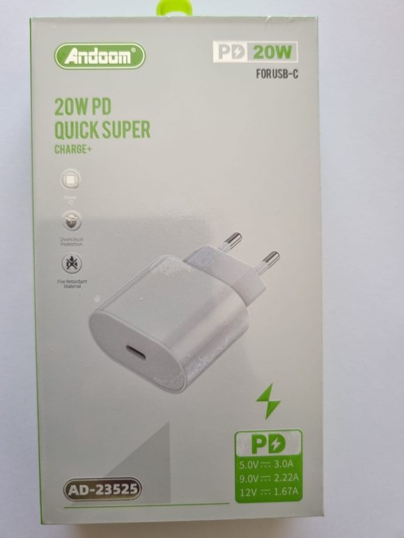 CARGADOR DE PARED, 20W FOR USB-C, sin cable