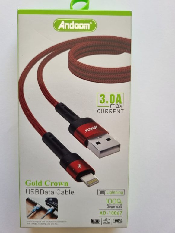 USB DATA CABLE 3,0A MAX CURRENT, color negro Lightning - Imagen 3